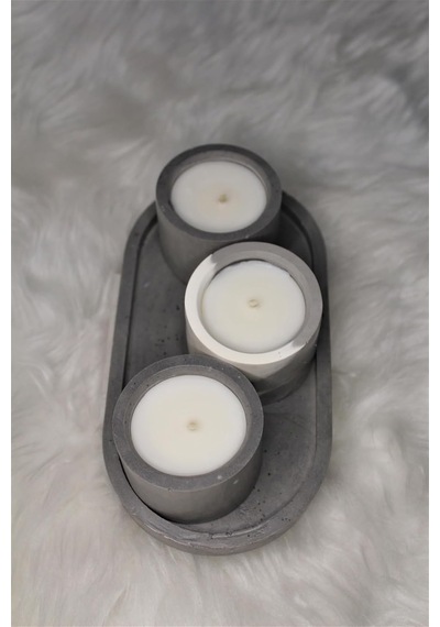 Bottiko Bottiko%100 Soya Wax Beton Dekoratif 3'lü Mum Seti 4 Parça Gri Diğer