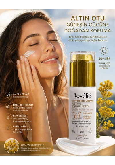 Yeni Nesil Altın Otu Bitki Kök Hücresi Sun Shield Cream Spf 50+ Güneş Kremi 50 Ml