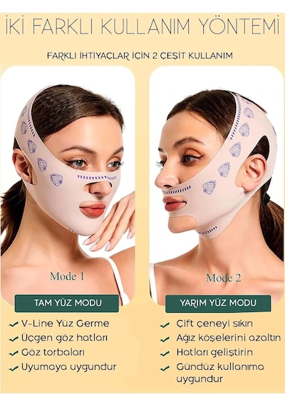 Lexroo Yüz Şekillendirici Maske, V Çene Sıkılaştırıcı Band, Yüz Ve Boyun İncelten Maske, Ten Rengi