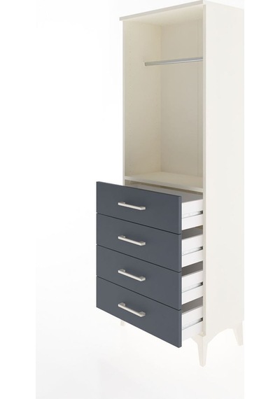 Arges Dolap Tek Raflı 4 Çekmeceli Tek Askılı 60x30x163 Aytaşı-antrasit Aytası