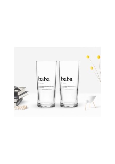 Bk Home Renkli Baskılı Baba Tasarımlı İkili Rakı Bardağı Seti-1