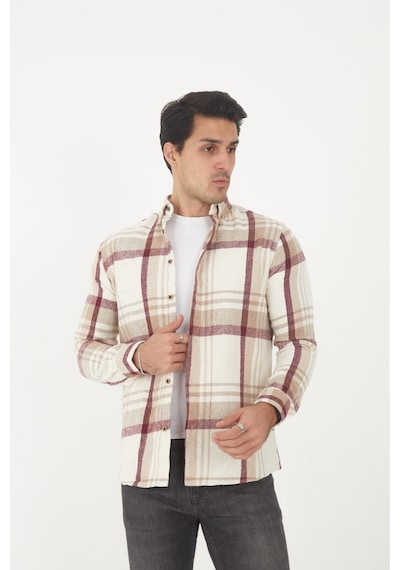 Mcz Giyim Bej Renk Uzun Kollu Slim Fit Erkek Oduncu Gömleği