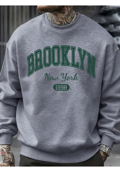 Startmore Startmorebrooklyn New York 1898 Baskılar Kazak Sonbahar Erkek Giysileri Polar Moda Kazak Rahat Bisikle Gri