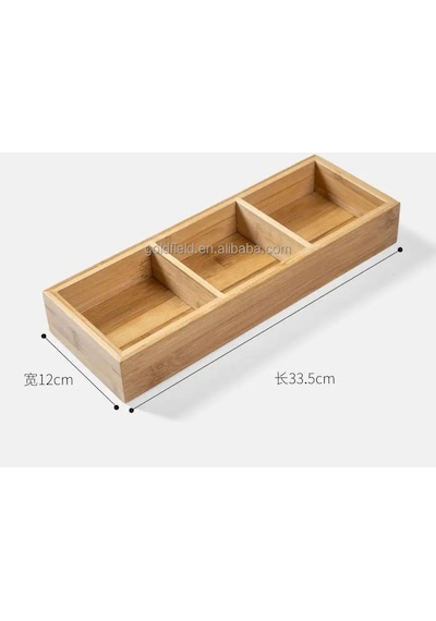 Qerhome Bambu 3 Bölmeli Çerezlik - Kahvaltılık Akrilik Kapaklı Bambu