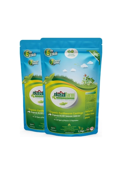 Ekosol Farm Solucan Gübresi 2 x 1.5 KG + Toplam 3 KG Organik Gübre