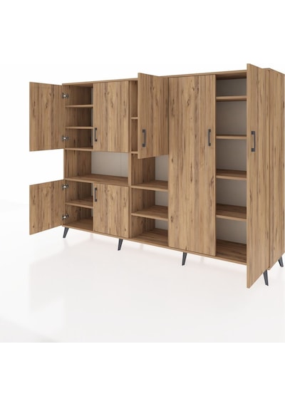 Hyperion Dolap 13 Raflı 7 Kapaklı 220x44x163 Çam-çam Çam-çam