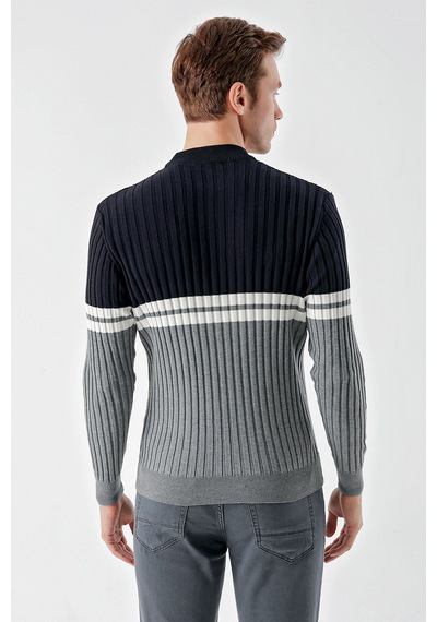 Morven Erkek Grimel Trend Panolu Bato Yaka Dynamic Fit Rahat Kesim Triko 24kc017013102 Gri
