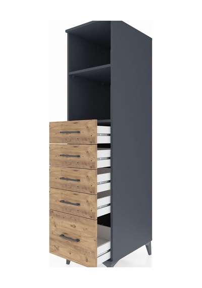 Kronos Dolap 2 Raflı 5 Çekmeceli 44x59x182 Antrasit-çam Antrasit