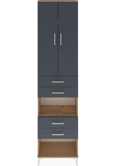 Arges Dolap 4 Raflı 4 Çekmeceli 2 Kapaklı 60x30x243 Çam-antrasit Çam