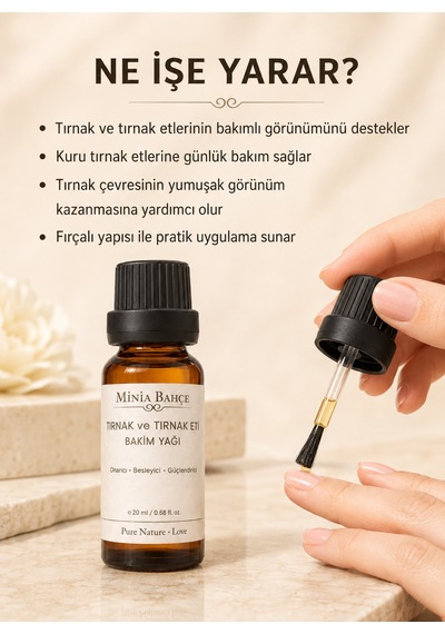 Minia Bahçe Tırnak Ve Tırnak Eti Bakım Yağı 20 Ml Fırçalı Aplikatörle Yoğun Bakım