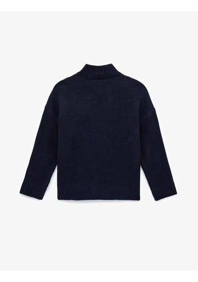 Koton Dik Yaka Uzun Kollu Oversize Triko Kazak Lacivert 6sak90091ht Lacivert