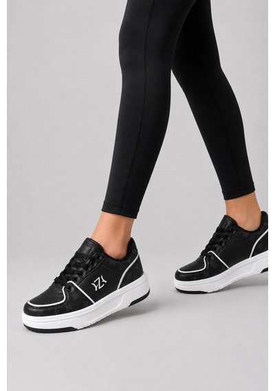 Ht Hotin Prometheus Kadın Günlük Rahat Bağcıklı Sneaker Spor Ayakkabı - Siyah