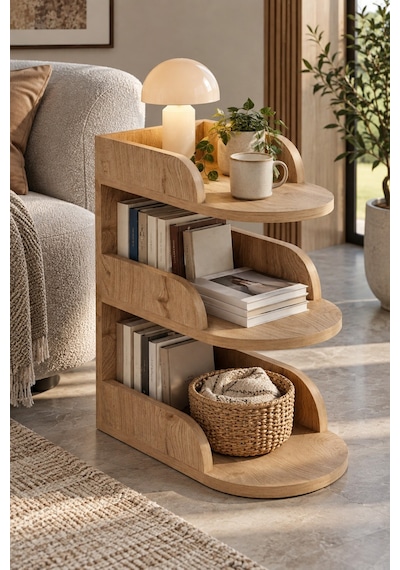 Sulorahome Yan Sehpa 60x43 Cm Açık Ceviz
