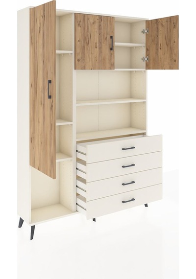 Arges Dolap 7 Raflı 4 Çekmeceli 3 Kapaklı 132x30x195 Aytaşı-ç... Aytaşı