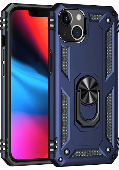 Newface Apple Apple iPhone Uyumlu  14 Kılıf Sofya Yüzüklü Silikon Kapak - Lacivert