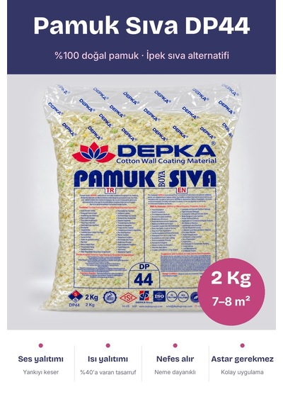 Depka Pamuk Sıva Dp44 2 Kg 7-8 M² İpek Sıva Alternatifi Isı Ve Ses Yalıtımlı Dekoratif Sıva