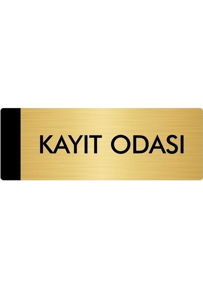 Metal Yönlendirme Levhası, Departman Kapı Isimliği Kayıt Odası 7x20 Cm Altın Renk