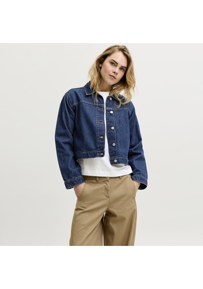 Jack & Jones Kadin Gömlek Yaka Denim Ceket - Norma - 12300675 Blue Denim