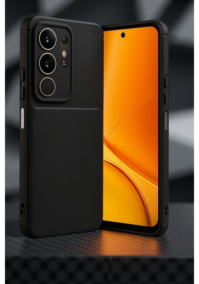 Vivo Y29 4g Uyumlu Auto Focus Karbon Kapak - Siyah