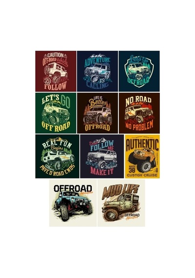 Off Road 4x4 Sticker Set 11 Parça Telefon, Tablet, Defter, Laptop Sticker