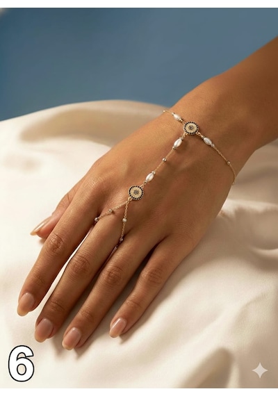 925 Ayar Gümüş Dorika Toplu Nazarlı Taşlı Nefertiti Şahmeran.rose.gold.rodaj