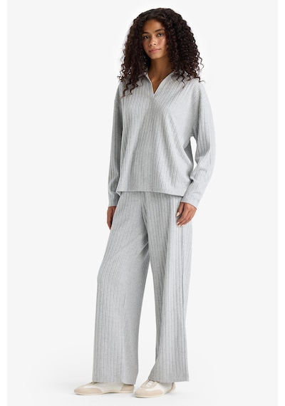 Defacto Wide Leg Fitilli Kaşkorse Beli Lastikli Pantolon F1012ax25augr210 Gri-gr210