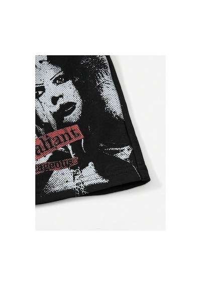 Tarzsokak Coolane Letter Graphic Drawstring Waist Şort Siyah