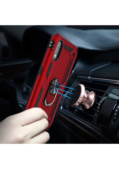 Samsung Galaxy Uyumlu S20 Kılıf Sert Silikon Yüzüklü Stand Özellikli Kapak