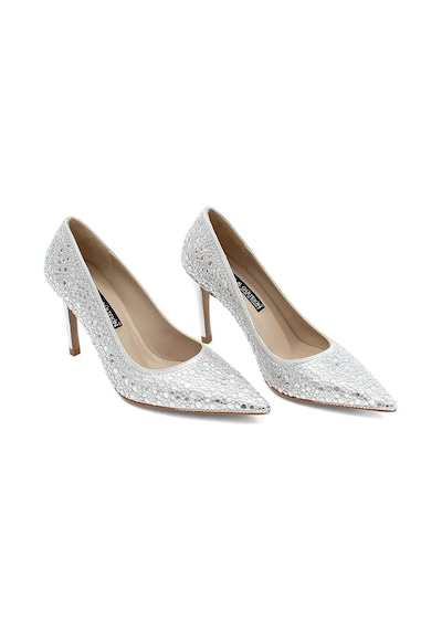 Kadın Lame Parlak İnce Topuklu Stiletto Gümüş