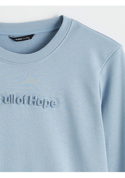 Lcwaıkıkı Classic Mavi Bisiklet Yaka Baskılı Erkek Sweatshirt