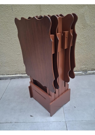 Zigon Çanta 90560 Sehpa Dikdörtgen Model Kayın Torna Parlak Ceviz Boya El Yapım Kahverengi