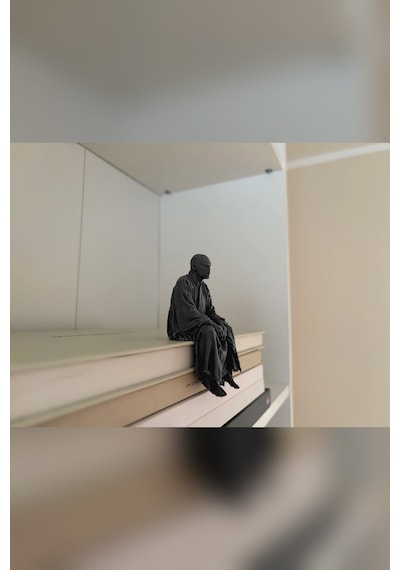 Oturan Kel Figür Biblo Cübbeli Karakter Heykelciği 9x7 Cm Dekoratif Obje Siyah