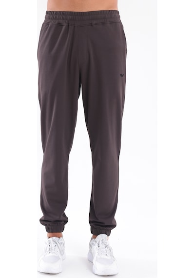 Rowinger Modal İnterlock Kumaş Nakış Logolu Paçası Lastikli Erkek Jogger Eşofman Altı Brown