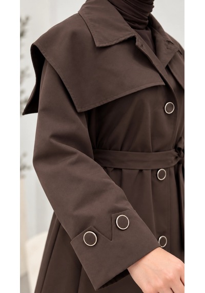 Nevayla Moda Kuşaklı Düğmeli Mevsimlik Trençkot - Acı Kahve / M0118 Acı Kahverengi Nevayla Moda Kuşaklı Düğmeli Mevsimlik Trençkot - Acı Kahve / M0118 Acı Kahverengi