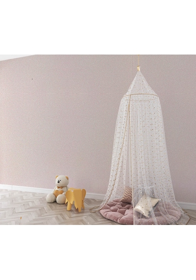 Pembe Nokta Desen Dokulu 16 M2 Duvar Kağıdı 55192 Çok Renkli