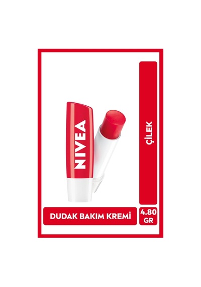 Çilek Renkli Dudak Bakım Kremi Ve Parlatıcısı 4.8gr, Nemlendirici, Hafif Kırmızı Işıltı