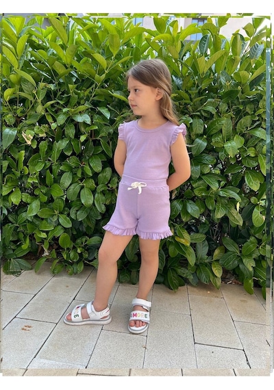 My Kids Wear Fırfırlı Kız Çocuk Şort Takım Çok Renkli My Kids Wear Fırfırlı Kız Çocuk Şort Takım Çok Renkli