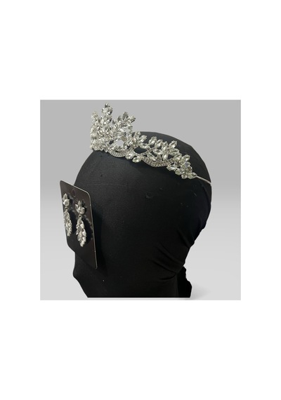 Majestic Blossom Crown - Gelin Kına After Taç Ve Küpe Beyaz - 797153335 Beyaz