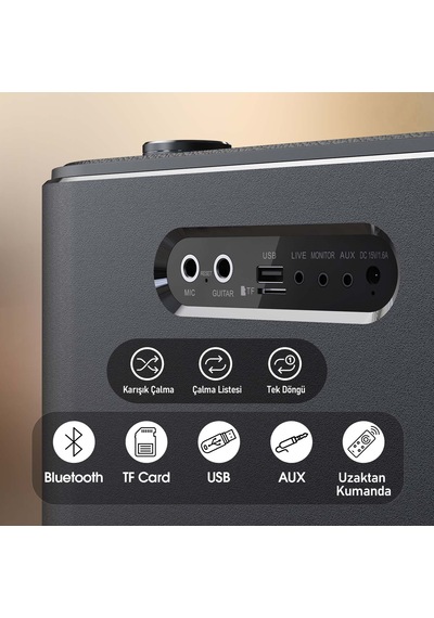 W-kıng H10 Bluetooth Hoparlör, 240w Karaoke Makinesi Boombox, 24 Saate Varan Çalma Süresi, Rec/mikro