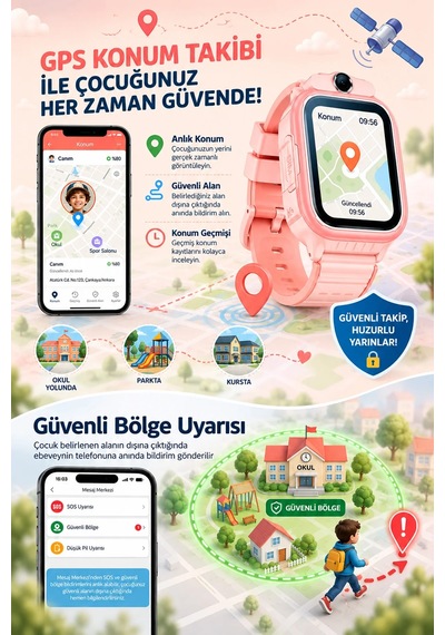 Exenar - Mavi - 4g Akıllı Çocuk Saati Sim Kartlı Gps Rota Takipli Kameralı Görüntülü Konuşmalı Sos 800mah