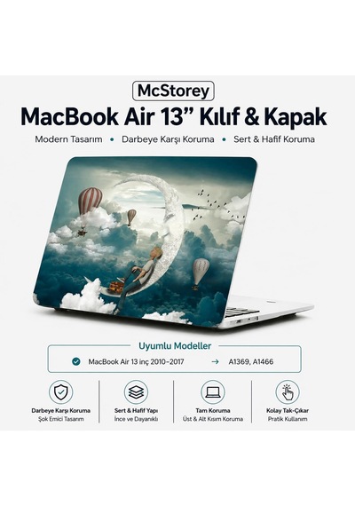 Macbook Air 13 İnç Kılıf A1369 A1466 Uyumlu Hard Case Sert Koruyucu Kapak İnce Hafif Çizilme Korumalı Desenli Baskılı 2010-2017 Yeşil