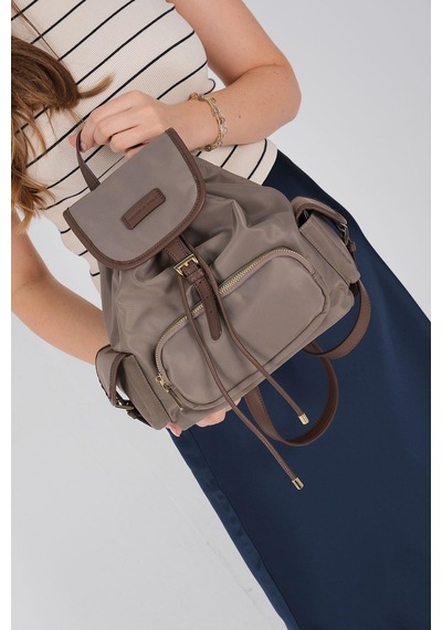 Silver Polo Sp1207 Kadın Sırt Çantası Saten Kum-kahve