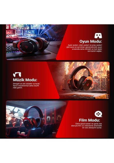 Heroad Vt200 6.0 Gaming Oyuncu Kulaklığı 53 Mm - Protein Deri 7.1 Surround 3 Mod 3.5mm, 2.4ghz, Bt