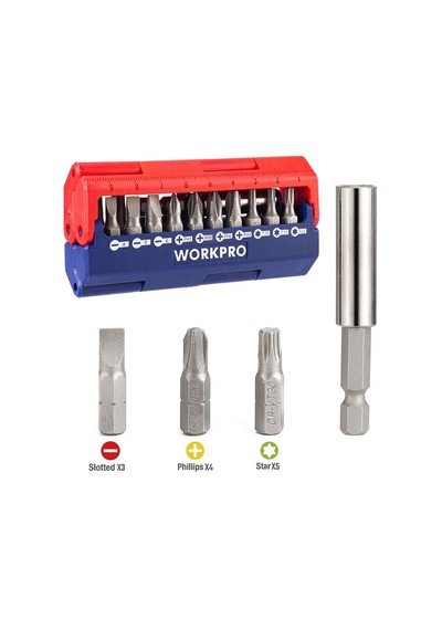 Workpro Wp221062 13 Parça Manyetik Cr-v Vidalama Bits Uç Seti Fr Wp221062