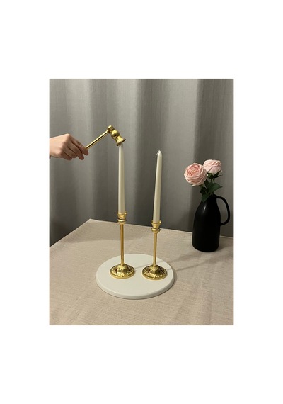 Rustik Gold 2'li Şamdan & Mum Söndürücü Seti Gold - 806007901 Gold