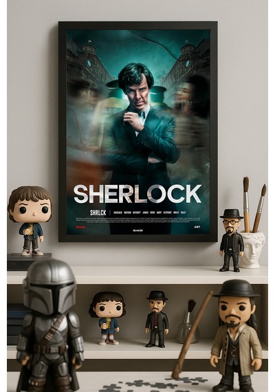 Sherlock Siyah Ahşap Çerçeveli Poster, Dizi Duvar Tablosu