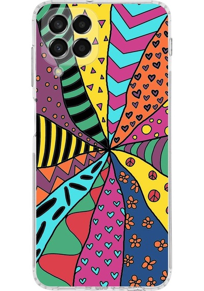 Samsung Galaxy M33 İle Uyumlu Retro Color 4 Kamera Korumalı Şeffaf Kılıf Şeffaf