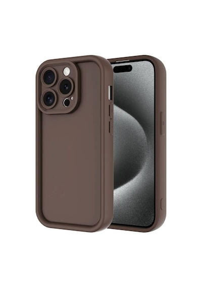 Apple Uyumlu iPhone 15 Pro Max Kılıf Kamera Korumalı Zore Ananas Kapak Kahverengi
