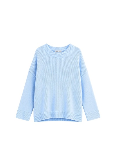 Vadon 1039 Kadın Salaş Yumuşak Dokulu Oversize Basic Triko Kazak Bebe Mavi