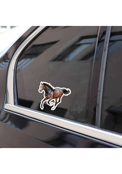 Kelebek Cam İçin Koşan At Sticker Yapıştırması 2 Adet 14 Cm